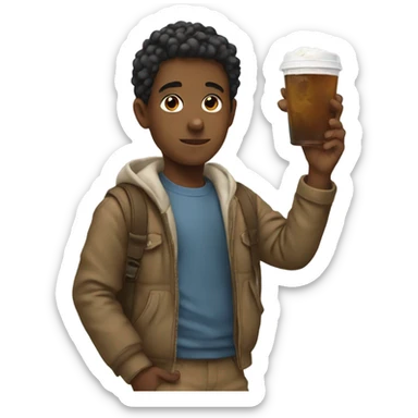 boy going bru with hand sticker