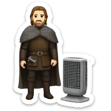 Eddard Stark holding a heating radiator sticker