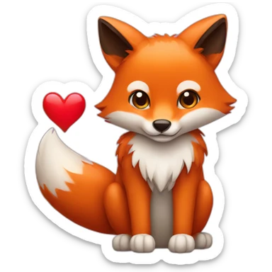 a fox holding a heart sticker