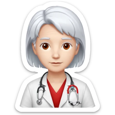 doctor with white hair and red hairclips  sticker
