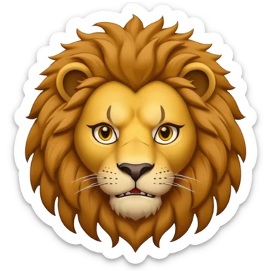 human in a lion costume, the lion face might be a little angry sticker