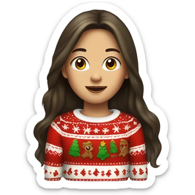 Brunette long haired girl in ugly Christmas sweaters sticker