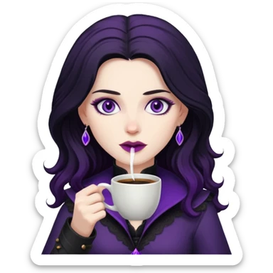 yennefer with purple eyes drinking coffee  sticker