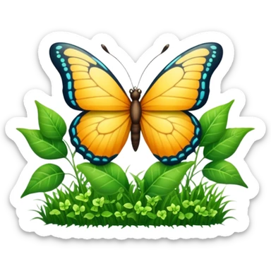 Grassy grass ivy plant butterfly  sticker