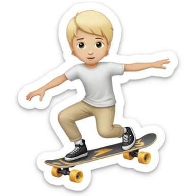 Un Niño patinador con un parin con quatro ruedas i rubio sticker