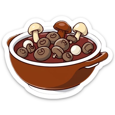 boeuf bourguignon in a serving bowl with mushrooms and pearl onions sticker