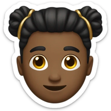 brown color guy with black  man bun and gold GG logo above head sticker