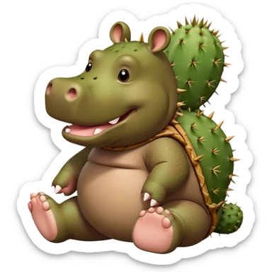 Cactus hippo with one leg and one foot wearing a sandle sticker