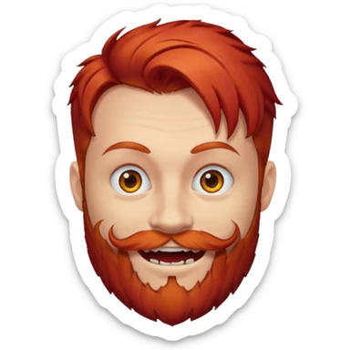 red head wild hair, evil smile, red beard sticker