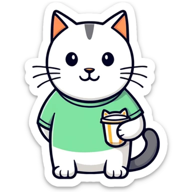 man wearing cat tee sticker