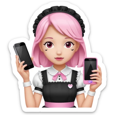 mix light pink dark pink and white girly phone maid sticker