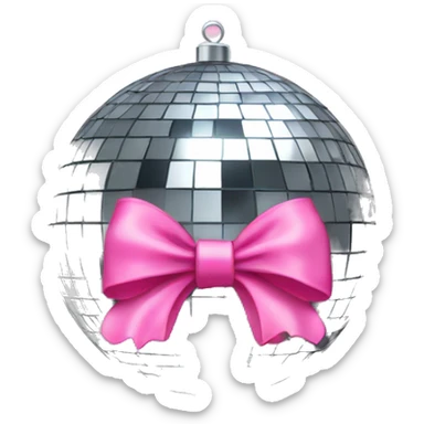 Disco ball with pink bow on top sticker