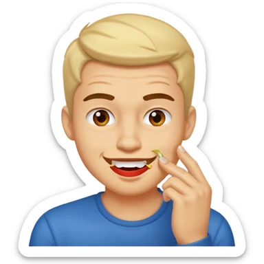 zesty guy biting nail while smirking sticker