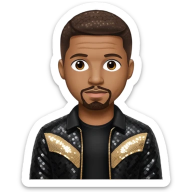  Stevie J, Record Producer with dark brown hair, black sequin outfit sticker