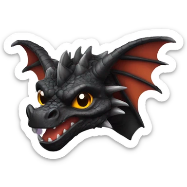 Black fantasy style dragon emoji sticker