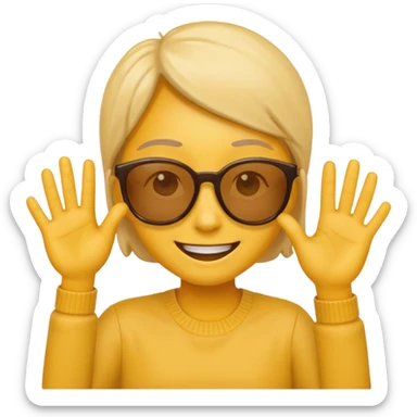 make me a emoji that is with summer glasses and a arm at the face smiling sticker