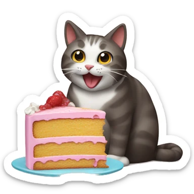 CAT eating cake  sticker