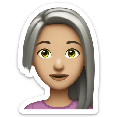 girl with straight grey brown hair and green eyes sticker