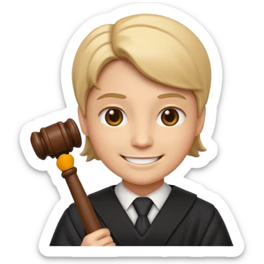 legal expert emoji, professional person with a gavel, confident expression sticker