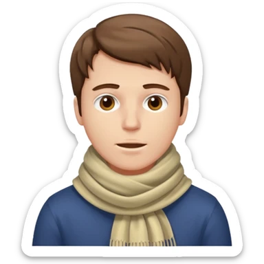 Sore throat for white brown hair guy
No fever - scarf sticker