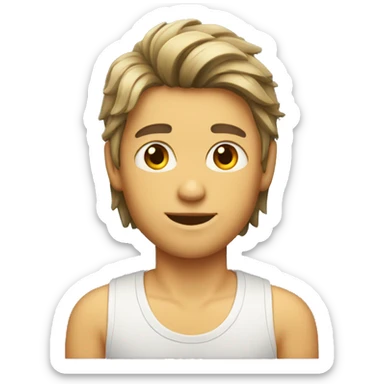 a boy with haircut name mullet sticker