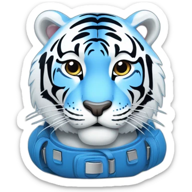 Blue cartoon tiger, white belly with the word Safebooks in the middle of its belly sticker