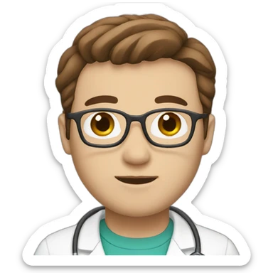 doctor, white skin, brown hair sticker