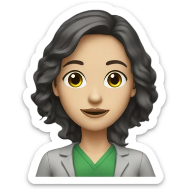 IT teacher woman university green eyes dark long hair sticker