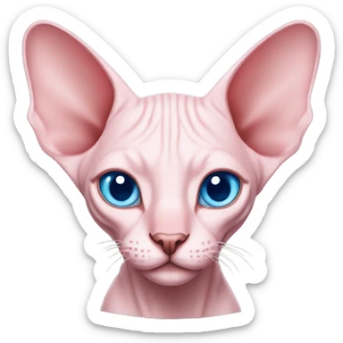 Pink sphynx with blue eyes and big smile sticker