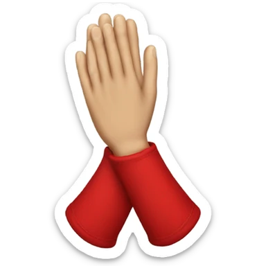 Prayer hands wearing red gloves sticker