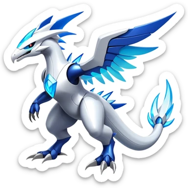 Futuristic Modern Epic Legendary Shiny Cyber-Latios-Dialga-Reshiram-Creature, (full body) sticker