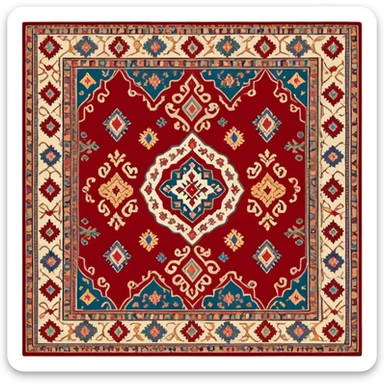 Traditional Dagestani carpet with intricate patterns sticker
