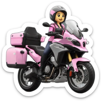 Moto benelli trk 502X color rosa con mujer gordita conductora sticker