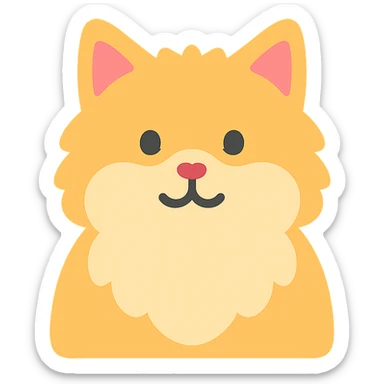 cute fluffy cat color icon sticker