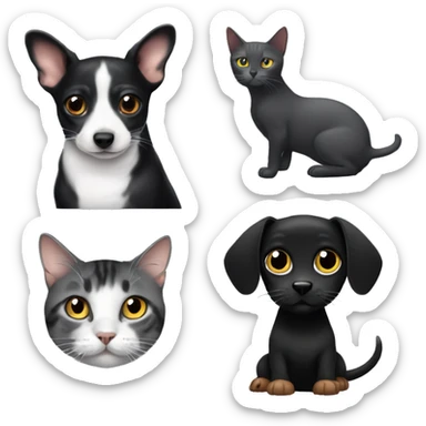 A dachshund with a black cat and a grey cat sticker