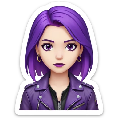 Mal from Descendants, purple hair, leather jacket, edgy style sticker