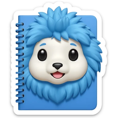 A blue notebook, fluffy and soft. 3D sticker