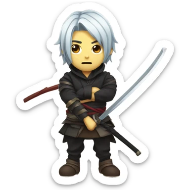 anime style emoji holding a katana  DEMON SLAYER ANIME  sticker