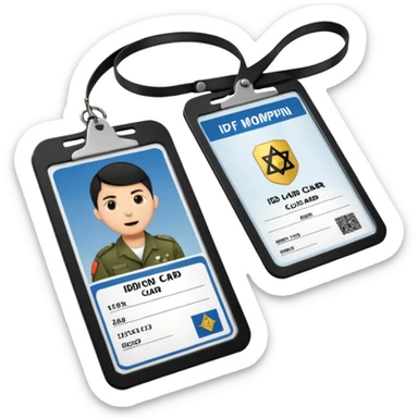 black Scissors cutting an idf soldier ID card in 2 parts .hyper realistic sticker
