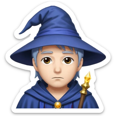 Anime very mysterious wizard, sad, no backhround sticker