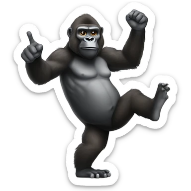 Gorilla raising his hand to confirm he has scheduled his flight sticker