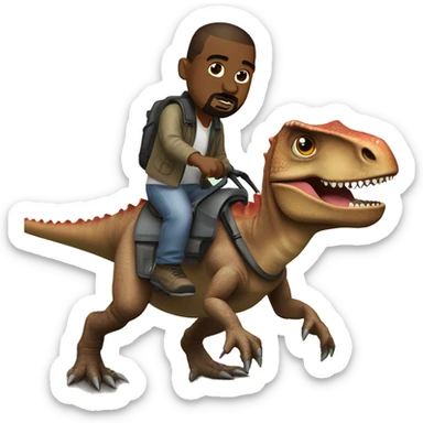 Kanye west riding a dinosaur ￼ sticker