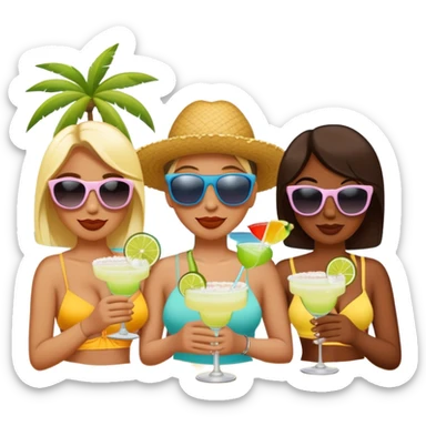3 friends on the beach drinking margaritas  sticker