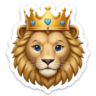 brave lion wearing a golden crown with blue hearts in New York City sticker