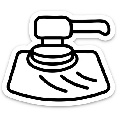 outlined icon of a polishing machine on a glossy black hood, metallic details, soft waves of shine, clean lines, modern and simple sticker