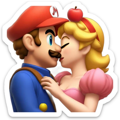 mario kissing peach sticker