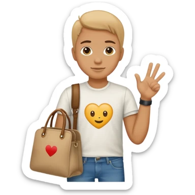 Persona parada con una bolsa diciendo como “ósea” sticker