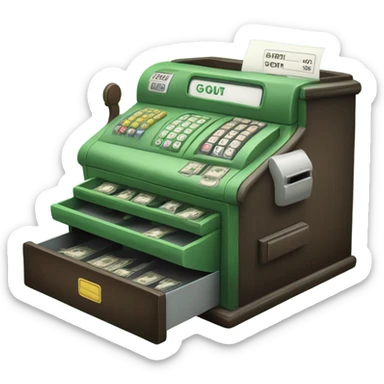 Green retro cash register sale sticker