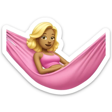 a blonde lady wearing pink lying in a hammock  sticker