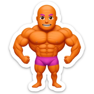 Muscle Orange Fruit Character Strongest Wear Magenta Brief sticker